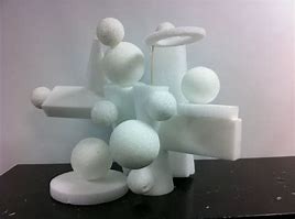 Styrofoam as a creation of shapes formed together.