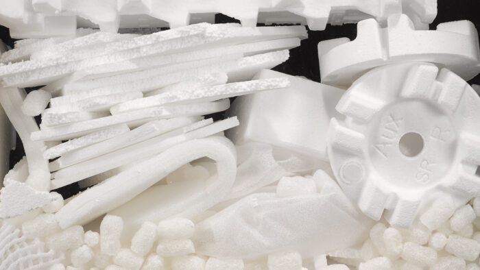 A pile of various Styrofoam objects.