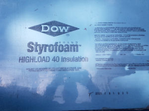 A sheet of Dow Styrofoam building insulation.