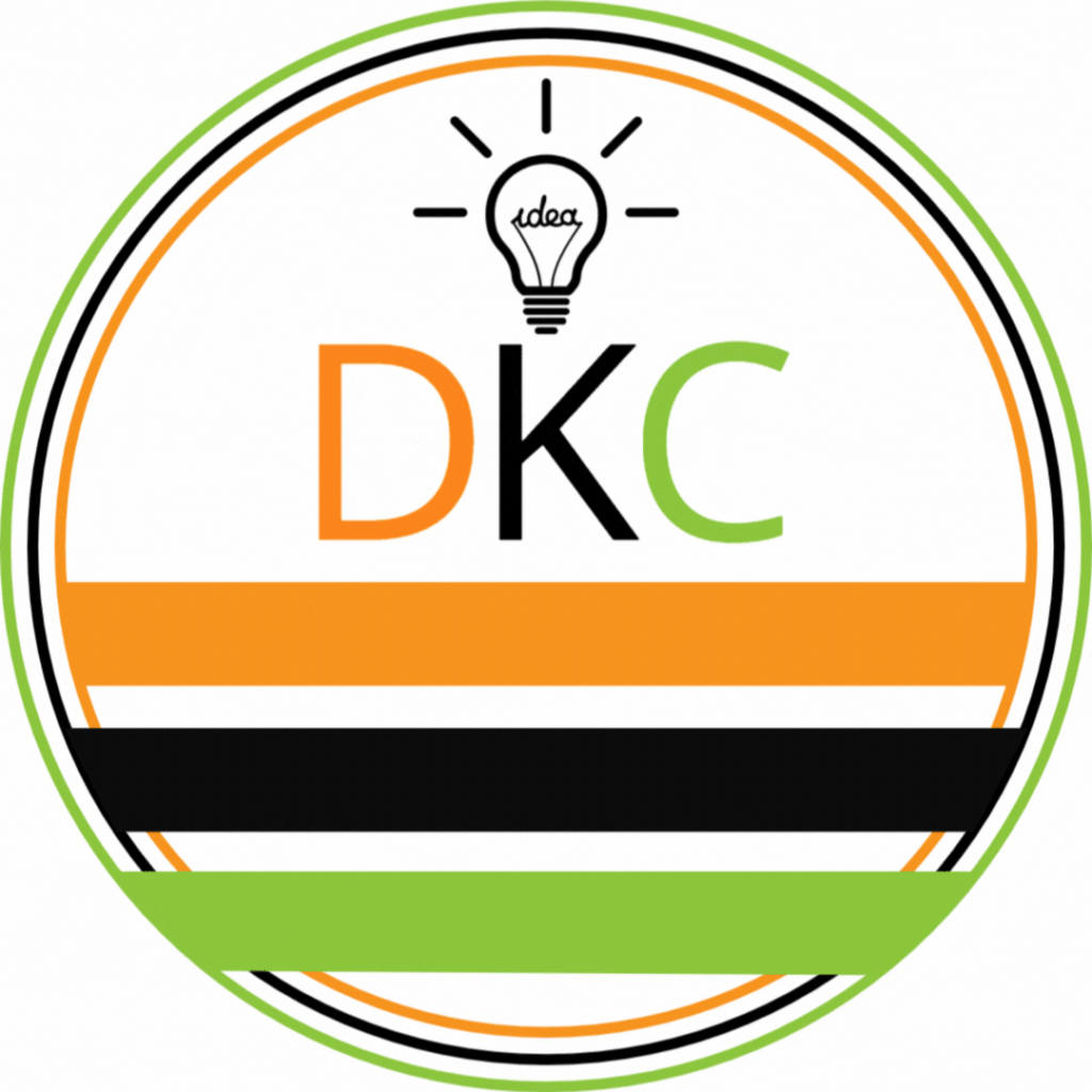 The Digital Knowledge Center logo from UMW. Green, Black, and Orange circles with same color stripes under DKC in Orange, Black, and Green, under a lightbulb.